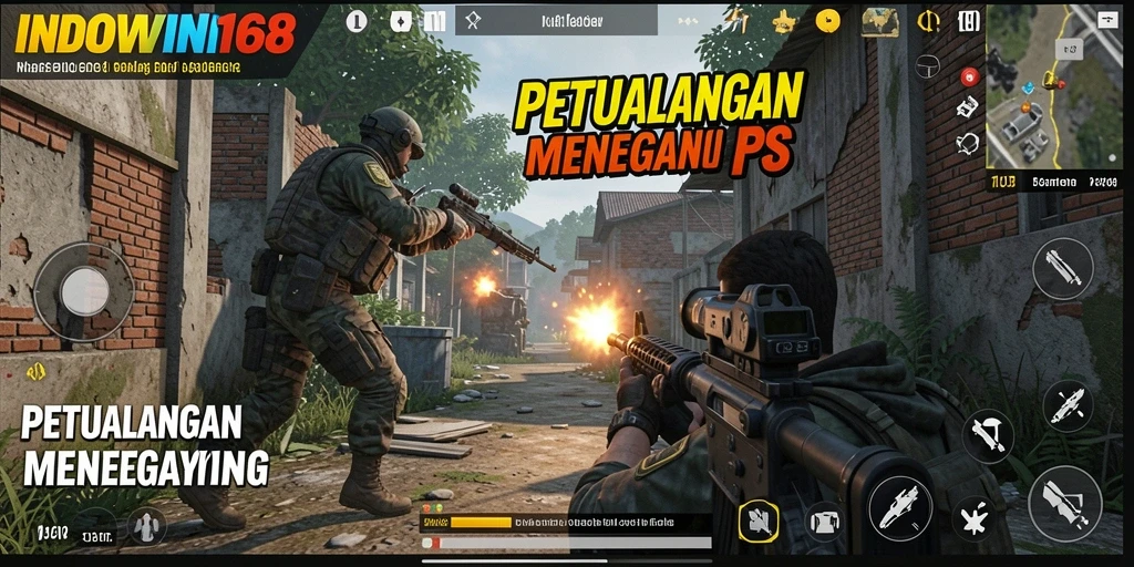 Gambar menampilkan aksi intens dalam permainan FPS INDOWIN168.