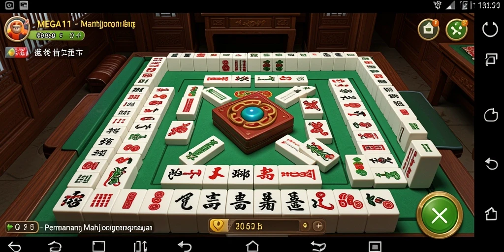 Screenshot MEGA111 menampilkan gameplay Mahjong yang seru dan interaktif.