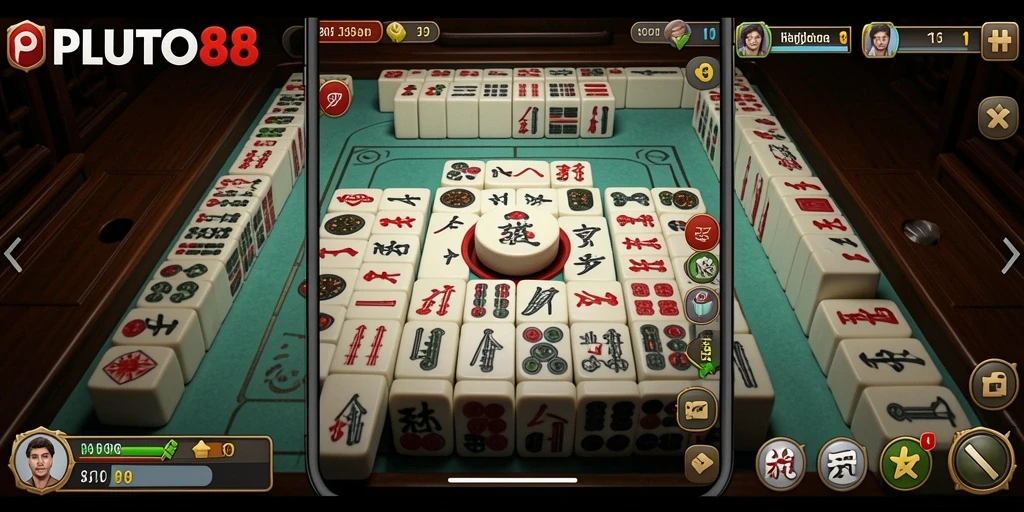 Tampilan gameplay PLUTO88 dengan grafik Mahjong yang menawan.