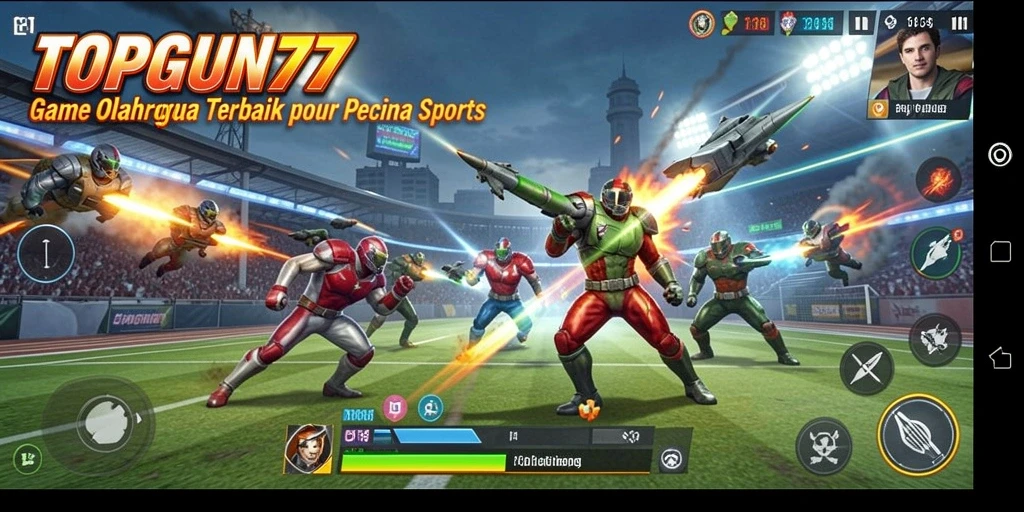 Tampilan gameplay menarik dan kompetitif dalam TOPGUN77.